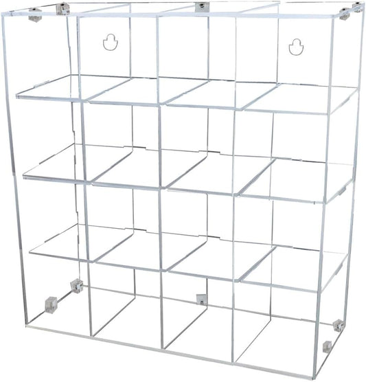 Caja de Exhibición Organizador Acrílico con 16 divisiones a la Medida (Externa 30x9x30cm división 7x7x7cm)